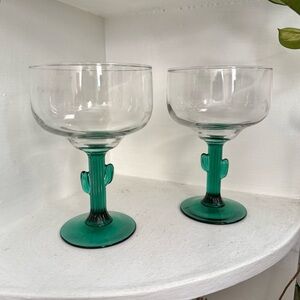 Pair of Vintage Libbey Cactus Stem Margarita Glasses